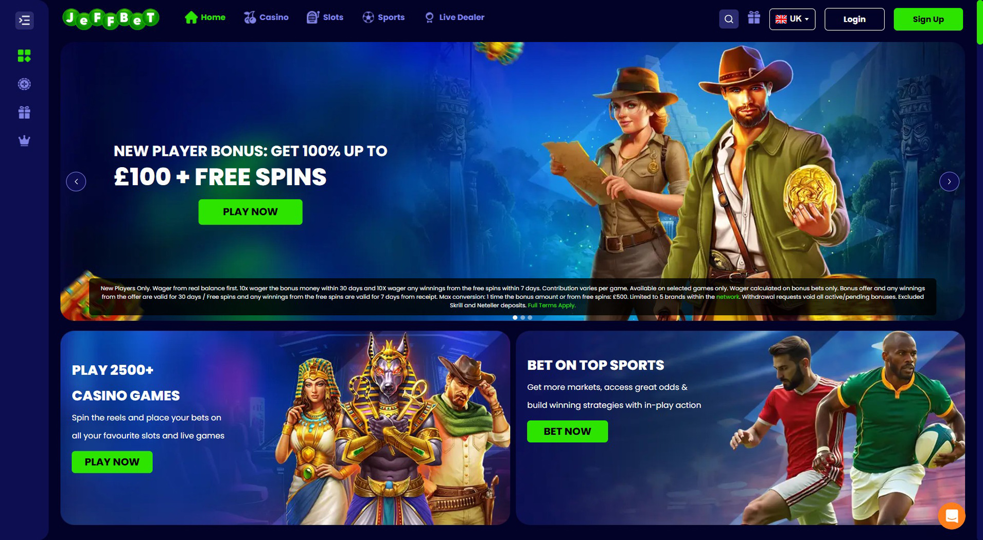 3. JeffBet Casino - Strong Payforit Casino Value